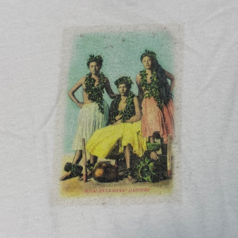 Hula Hana Royal Dancers Graphic T-Shirt White Hawaiian Islands Youth Small - Picture 6 of 8